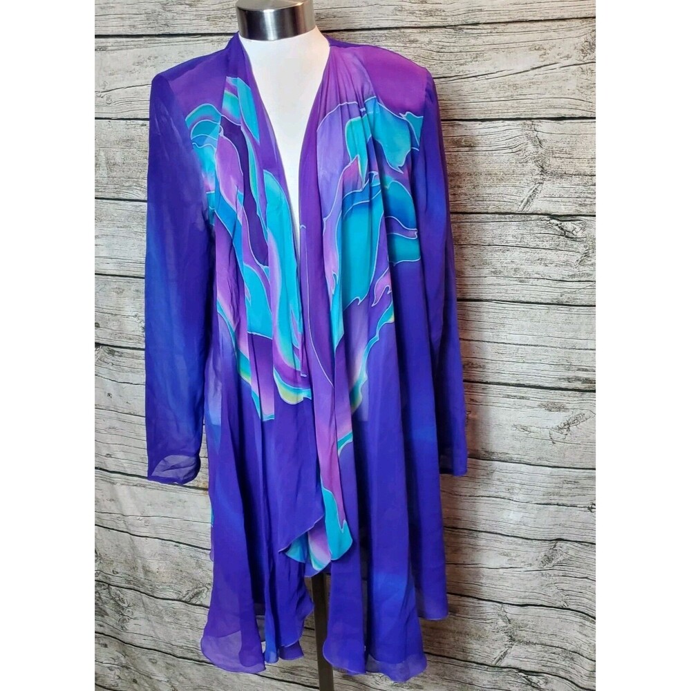 Yolanda Lorente 100% Silk Open Jacket Size Large
